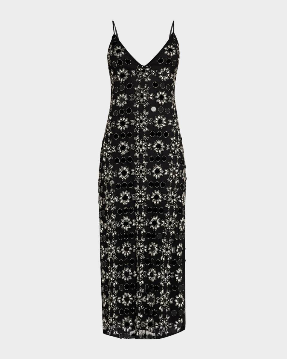 Lauriane Bead & Crystal Midi Dress
